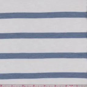 White/Slate Blue Stripe Slubbed T-Shirt Knit Fabric