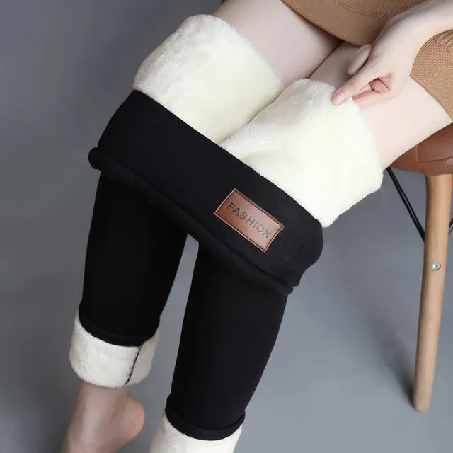Wjczt Winter Women Leggings Hight Waist Leggings Velvet Warm Pants Women Solid Color Legging Comfortable Keep Warm Stretchy Legging