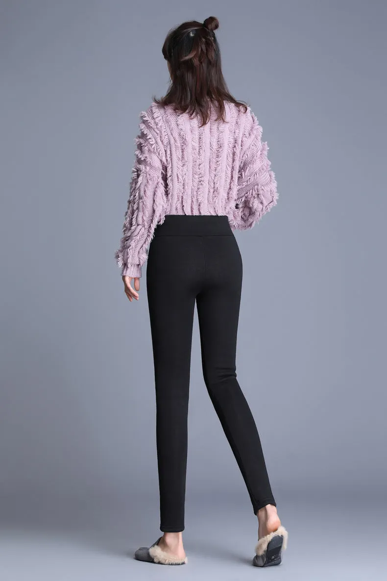 Wjczt Winter Women Leggings Hight Waist Leggings Velvet Warm Pants Women Solid Color Legging Comfortable Keep Warm Stretchy Legging