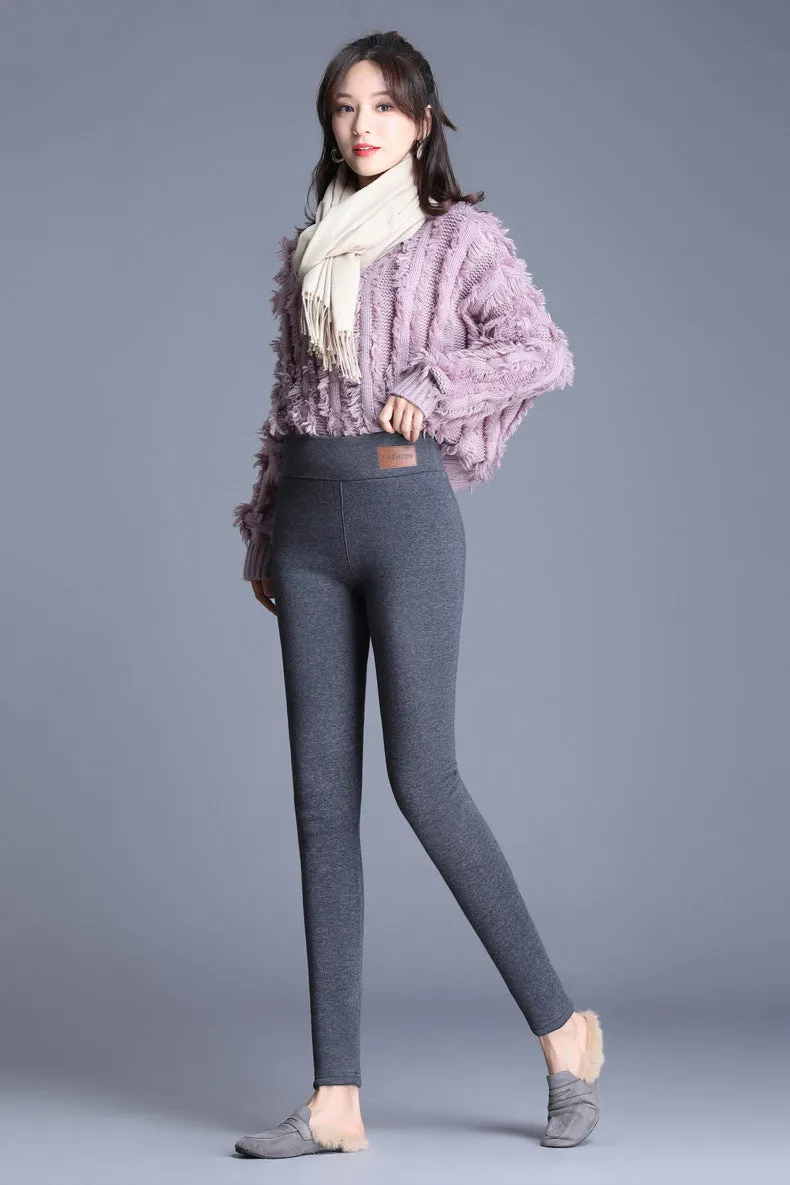 Wjczt Winter Women Leggings Hight Waist Leggings Velvet Warm Pants Women Solid Color Legging Comfortable Keep Warm Stretchy Legging
