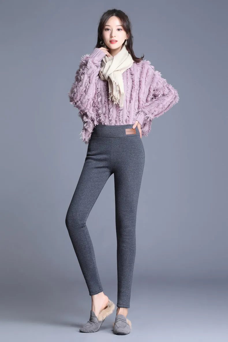 Wjczt Winter Women Leggings Hight Waist Leggings Velvet Warm Pants Women Solid Color Legging Comfortable Keep Warm Stretchy Legging